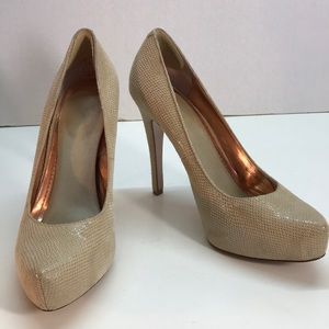 BCBGeneration Tan Platform 5-inch Heels Size 10